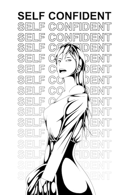 confident woman illustration line art