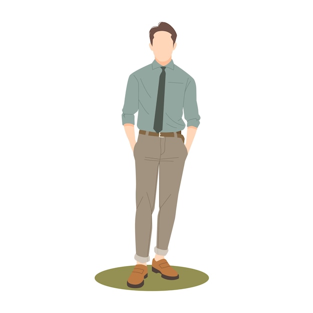 Confident young businessman posing with casual outfits illustration