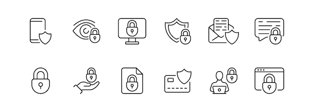 Confidentiality Line icon black privacy icons set Vector