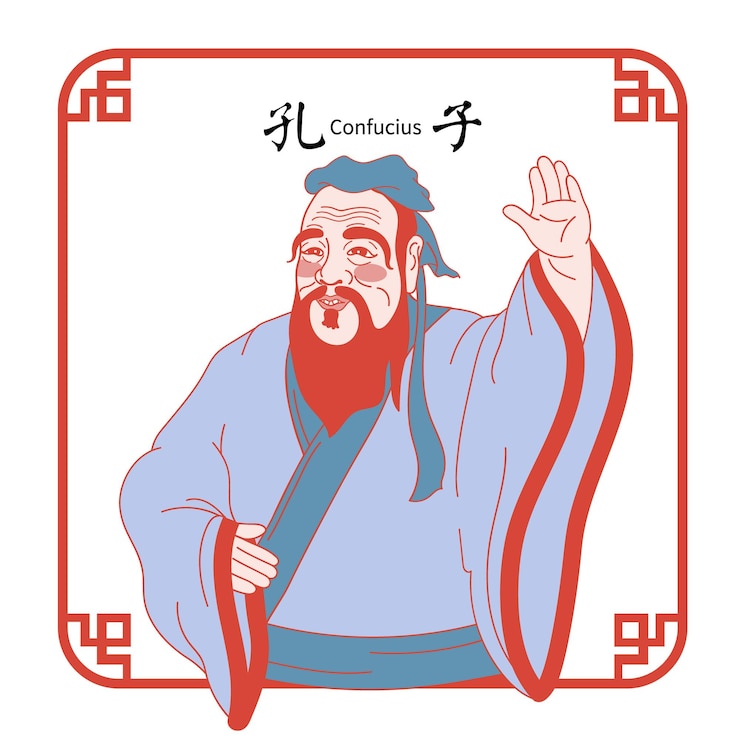 Vector confucius illustration teacher's day chinese translation confucius