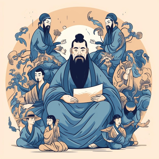 Confucius leert nieuwsgierige studenten