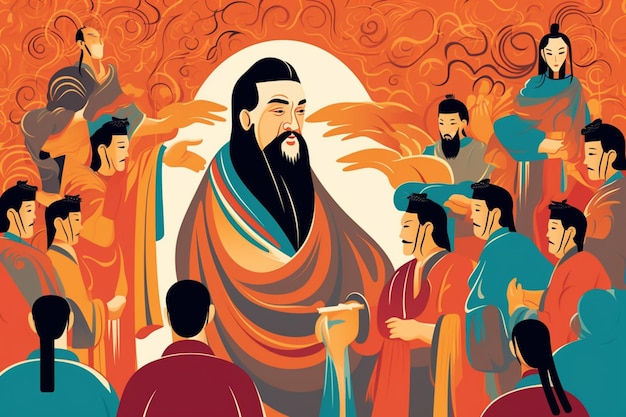 Confucius leert nieuwsgierige studenten