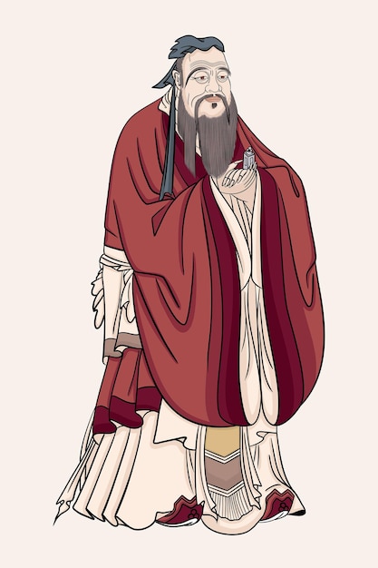 Vector confucius was een chinese filosoof en politicus uit de lente- en herfstperiode