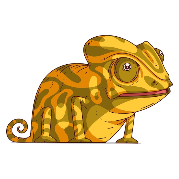 Confused chameleon isolated vector illustration funny cartoon\
picture of a reptile staring at something with shock drawn animal\
sticker a vivid surprised chameleon on white background a\
lizard