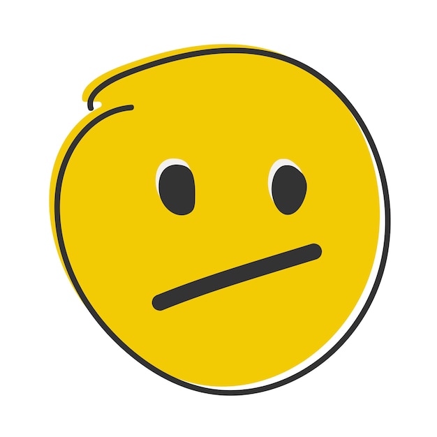 Confused emoji Nonplussed emoticon with frowned lips Hand drawn flat style emoticon