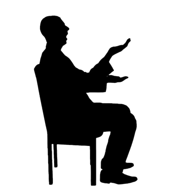 Вектор Смущенный разочарованный мужчина, сидящий на стуле