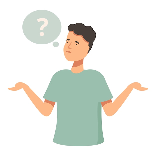 Vector confused man cartoon with question mark