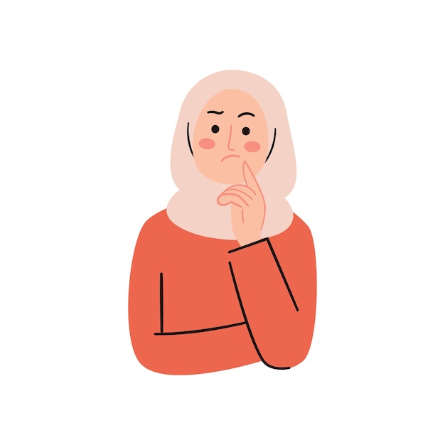 Confused muslimwoman thinking about something