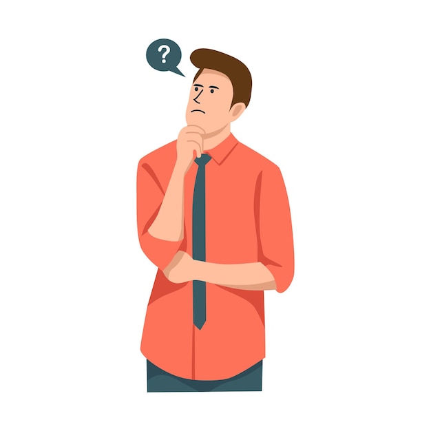 Confused thinking personvector flat illustration