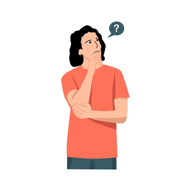 Confused thinking personvector flat illustration