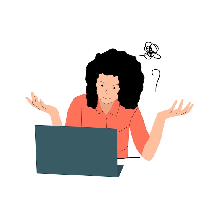 Vector confused thinking personvector flat illustration
