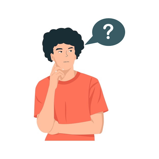 Vector confused thinking personvector flat illustration