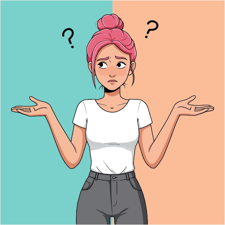 Vector confused woman illustration cartoon design graphic