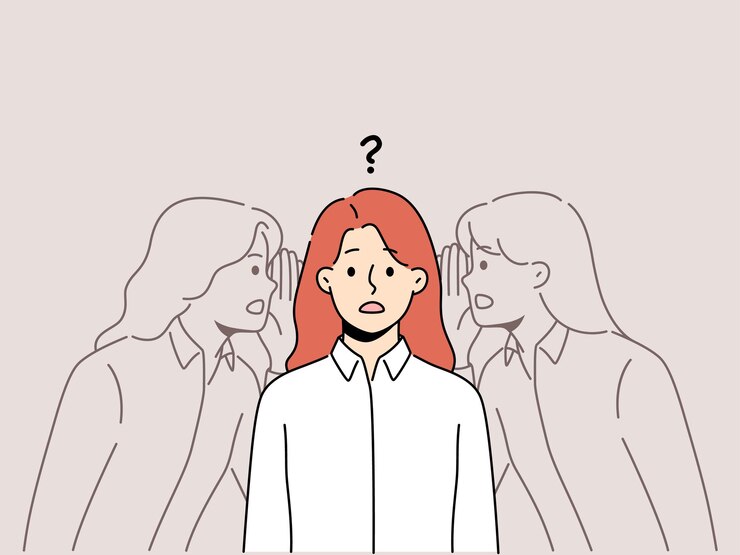 混乱した女性は内なる声に耳を傾ける