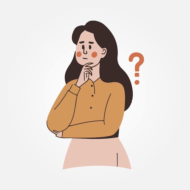confused woman not understanding with a question mark vector illustration