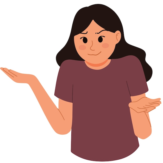 Vector confused woman with hand gesture illustration