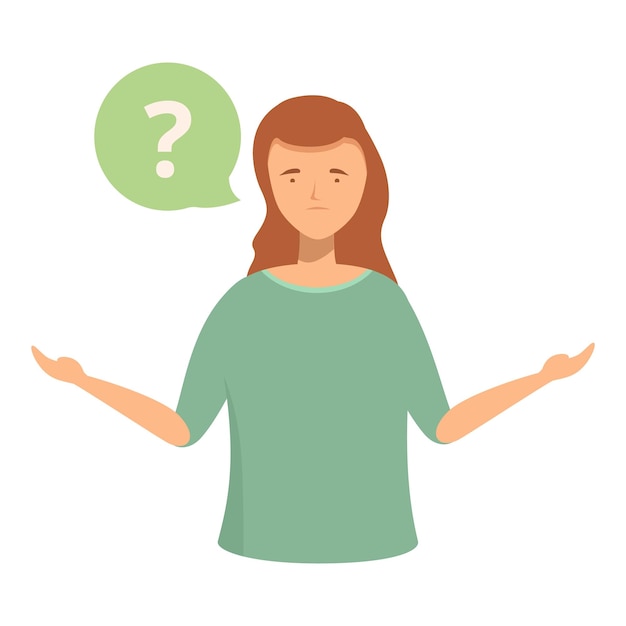 Vector confused woman with question mark