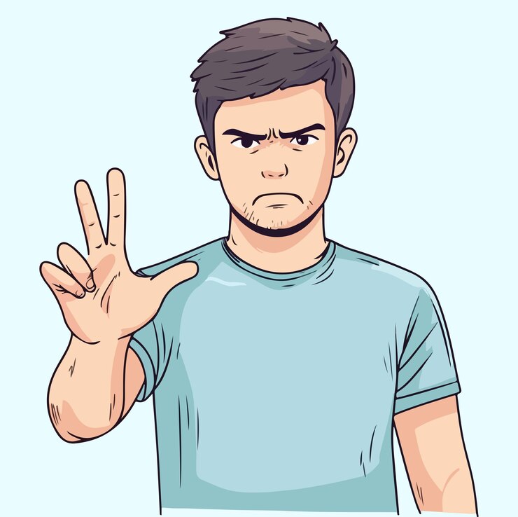 Vector a confuses man with hands up posture illustration