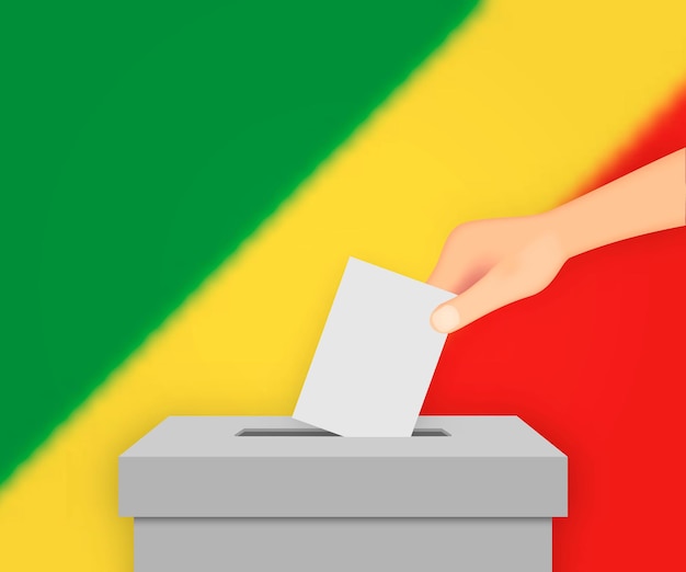 Congo election banner background ballot box with blurred flag template for your design