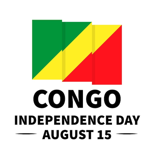 Congo Independence Day lettering with flag National holiday celebrate on August 15 Easy to edit vector template for typography poster banner flyer sticker greeting card postcard