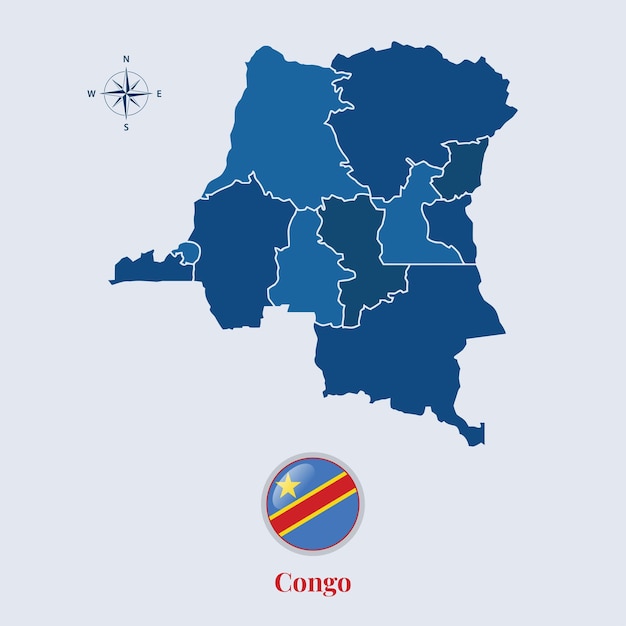 Congo map and flag Flag map of Congo vector