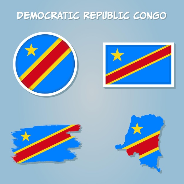 콩고 지도 및 플래그 벡터 콩고 지도 콩고 국기
