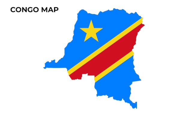 Congo National Flag Map Design Illustration Of Congo Country Flag Inside The Map vector image