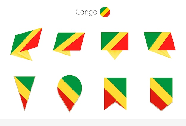 Congo nationale vlag collectie acht versies van congo vector vlaggen