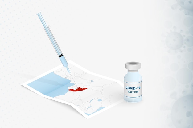 Congo vaccination, injection with covid-19 vaccine in map of congo.