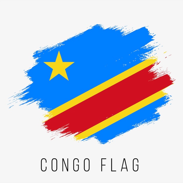 コンゴのベクトル フラグ。独立記念日のコンゴ国旗。グランジ コンゴ フラグ。コンゴの国旗