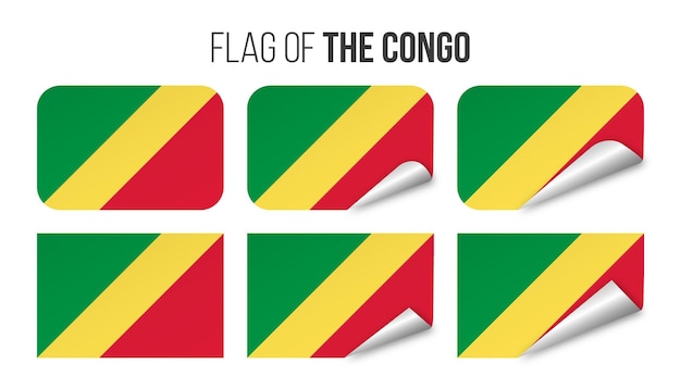 Congo vlag etiketten stickers set Vector illustratie 3d vlaggen van Congo geïsoleerd op wit