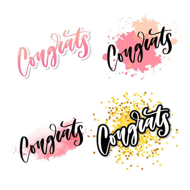 Congrats hand written lettering for congratulations card, greeting card