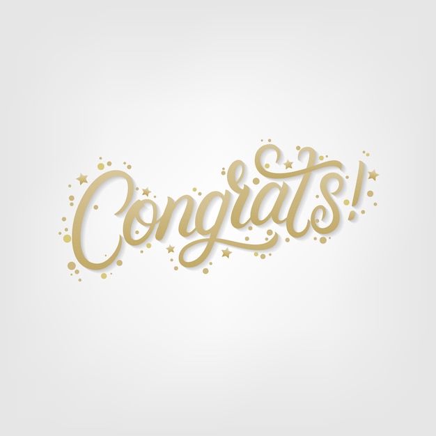 Vector congrats hand written lettering text.