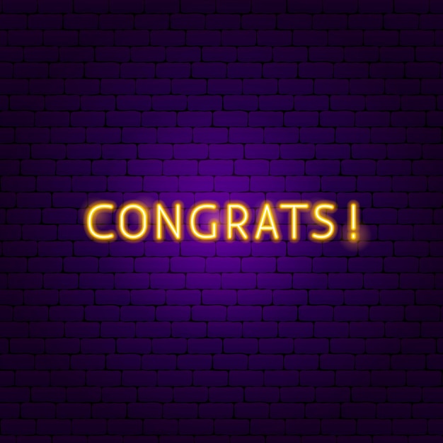 네온사인 축하합니다. 축 하 프로 모션의 벡터 일러스트 레이 션.