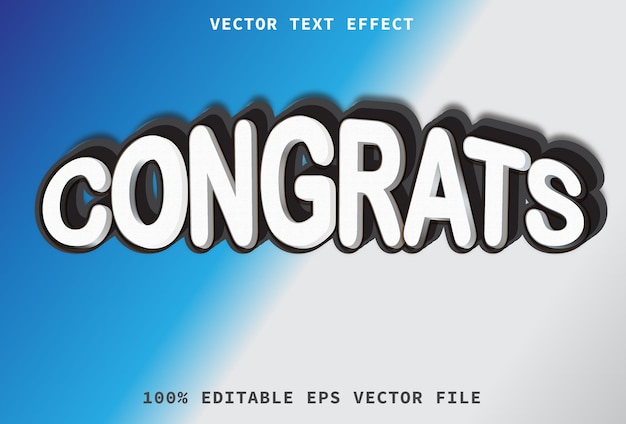 Congrats text effect editable 3d text