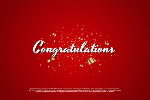 Vector congratulation background with white text on a red background.