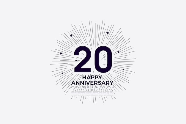 Congratulations for the 20th anniversary background with numbers and striped background illustration