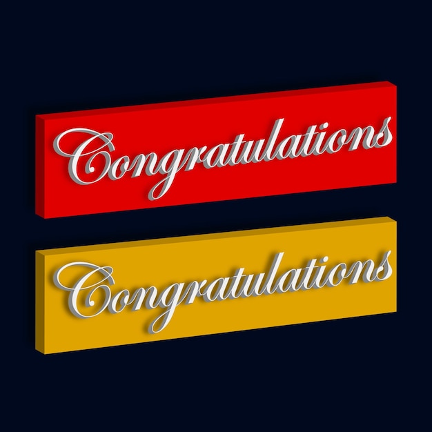 Vector congratulations 3d text on 3d board