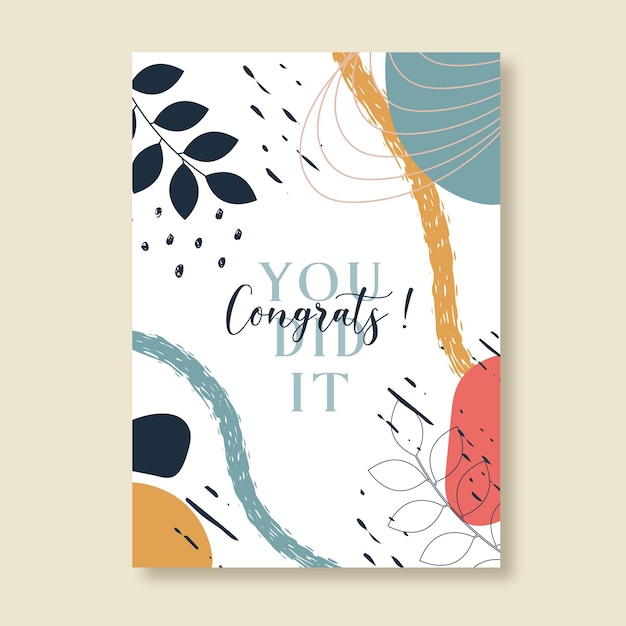 Congratulations card. Congrats postcar. You Did It. Celebration, abstract art background