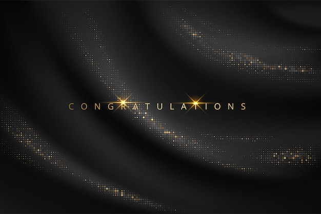 Congratulations golden award on black silk background