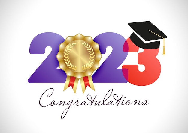Поздравляем с выпускным классом 2023 Креативный выпускной баннер Типографский дизайн логотипа