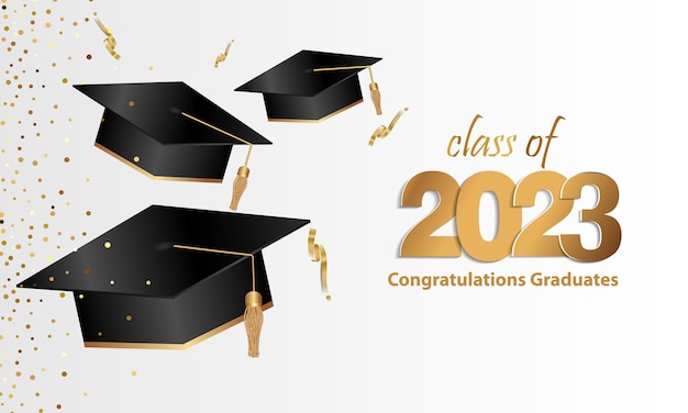 Поздравляю выпускной класс выпускной шапки и конфетти и воздушные шары поздравительный баннер i