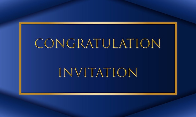 Vector congratulations invitation template in dark blue color with gold frame web banner,