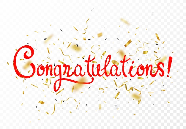 Congratulations sign letters banner with  confetti