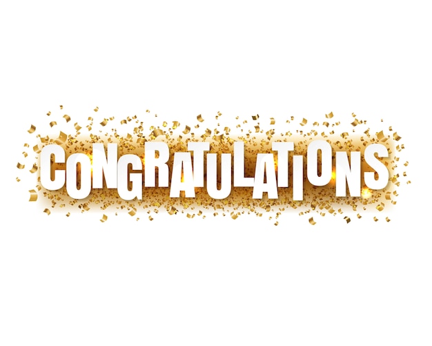 Vector congratulations text with confetti on white