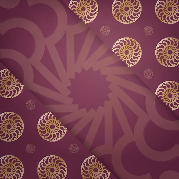 Congratulatory Brochure in burgundy color with abstract gold ornament for your brand.