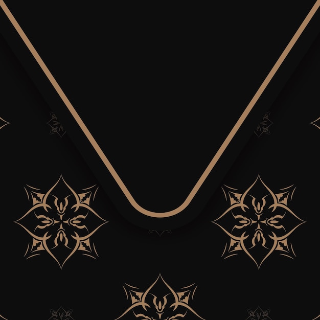 Вектор Поздравительная брошюра черного цвета с мандалой в коричневом орнаменте для ваших поздравлений