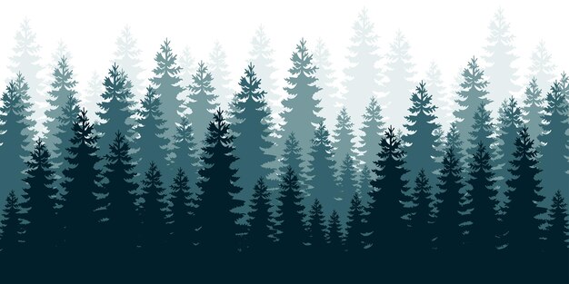 Vector coniferous forest background. nature, landscape. evergreen coniferous trees. pine, spruce,