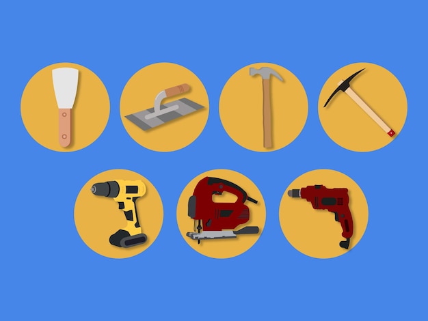 Vettore conjunto de herramientas per la costruzione in stile vettoriale