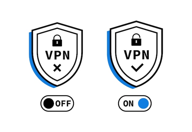 Connect and disconnect wireless vpn on and off switch vpn connection for private network protect personal data secure network connection and web traffic vector illustration